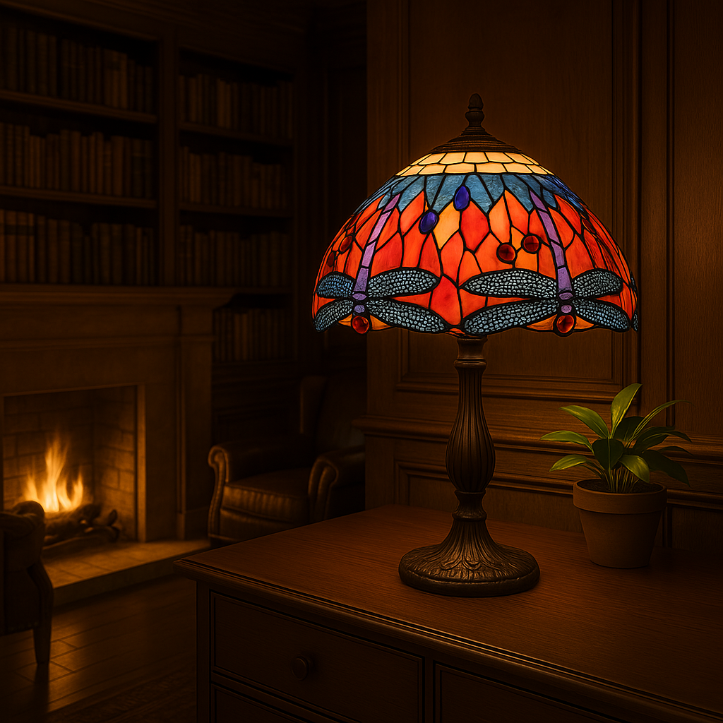 Tiffany Lamp Blue Dragonflies